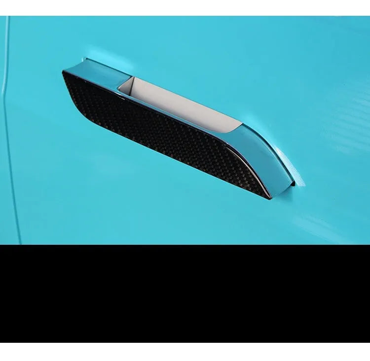Set of four carbon fibre door handle protection stickers for Tesla Model S.