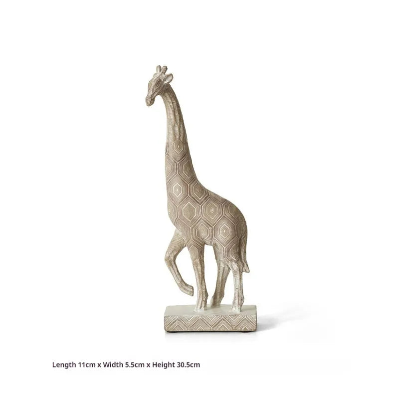 Wood colour synthetic resin giraffe decorative ornament standing 30.5cm tall.
