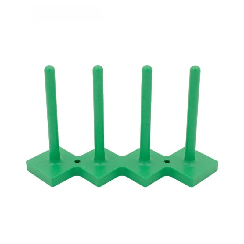 Plastic sewing machine bobbin storage rack with magnetic wire core bracket and four columns in blue, green, orange, red