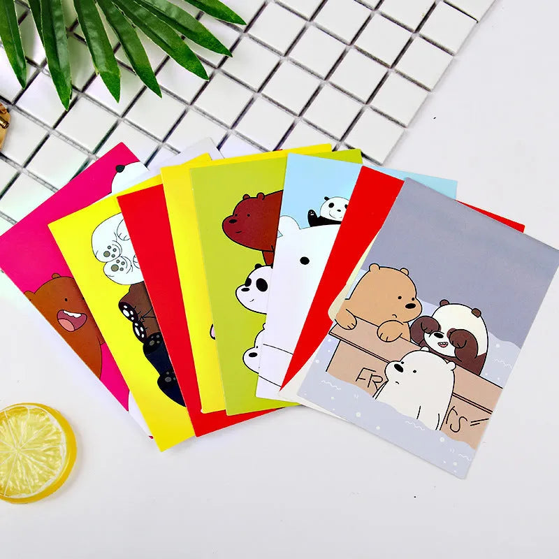 Nine minimalist cartoon postcards with retro Paris tower illustrations in Japanese style