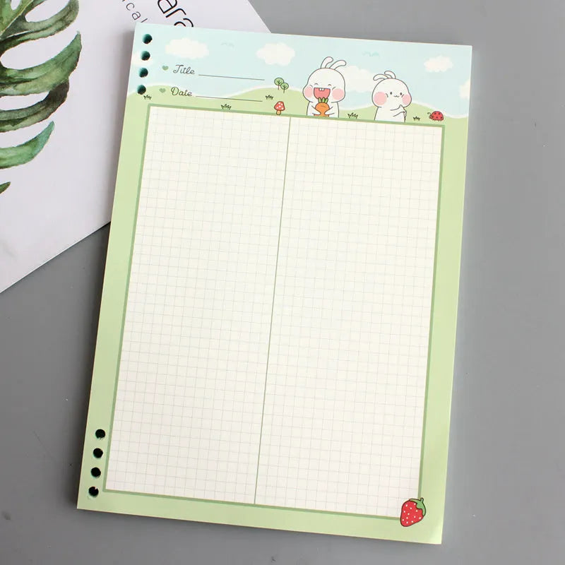 B5 refillable notebook with PP plastic shell in blue, green, pink, yellow, and transparent colours, showing 8-hole binder binding.
