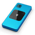 Portable power bank with LCD display showing battery percentage, alloy shell, available in multiple colours