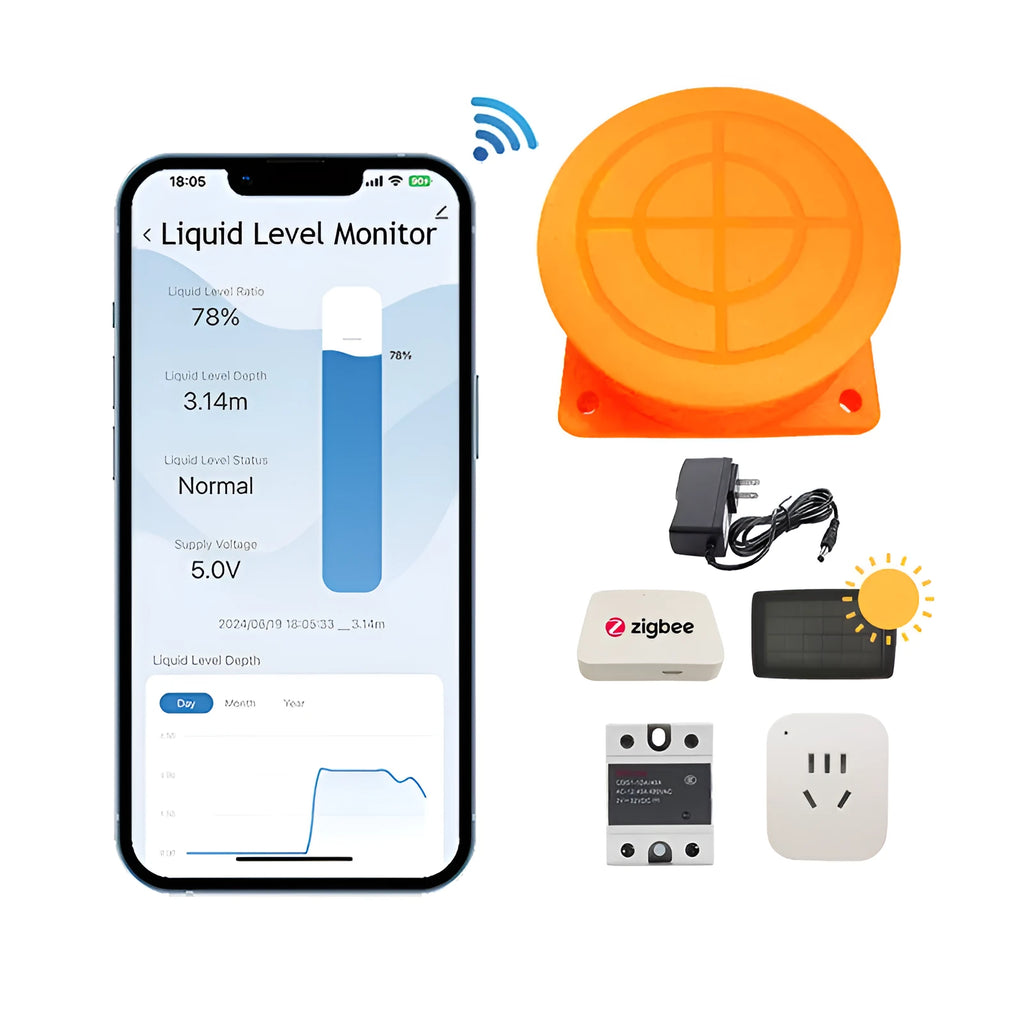Moray ME201W wireless fluid level monitor with WIFI sensor for remote tank monitoring.