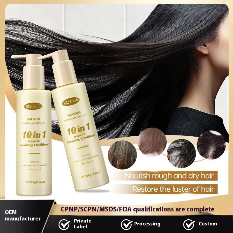 A 210g disposable bottle of wash-free 10-in-1 hair conditioner for ladies.