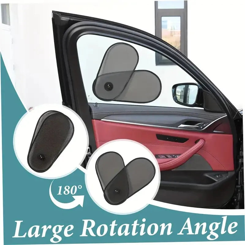 Black stretchy car side window sunshade for baby attached with suction cups