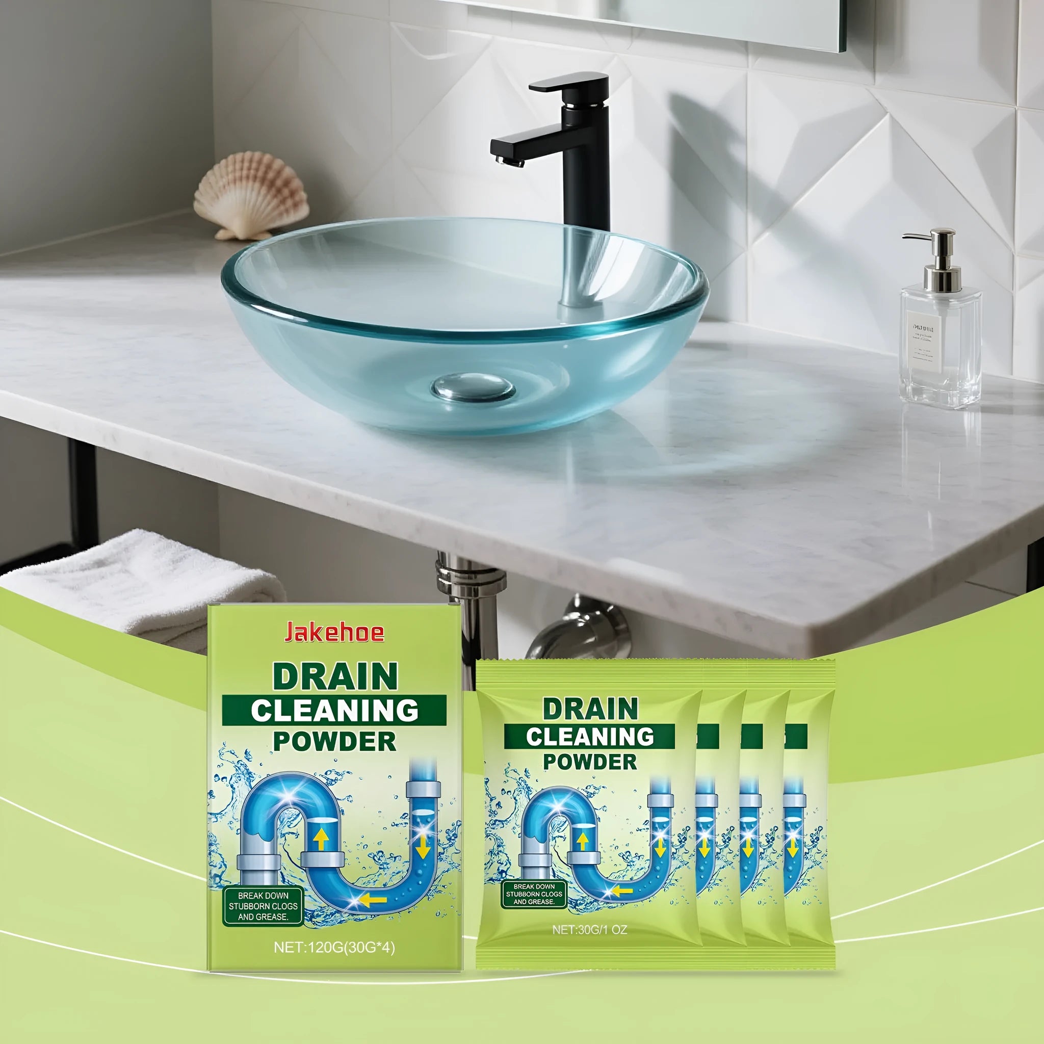 120g drain cleaning powder for chemical pipe unblocking with sodium hydroxide formula