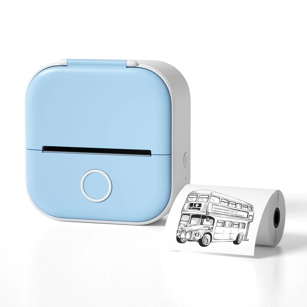 Mini portable thermal printer with rabbit ear protective case and USB cable