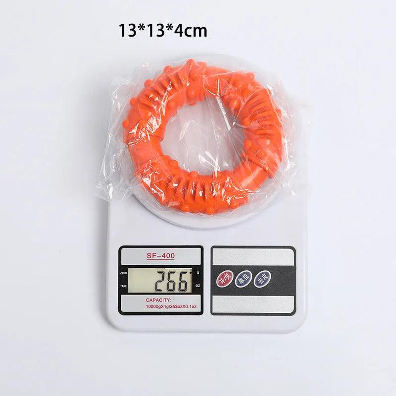 Blue orange and red hollow bendy dog fetch stick toy for safe chewing and catch games