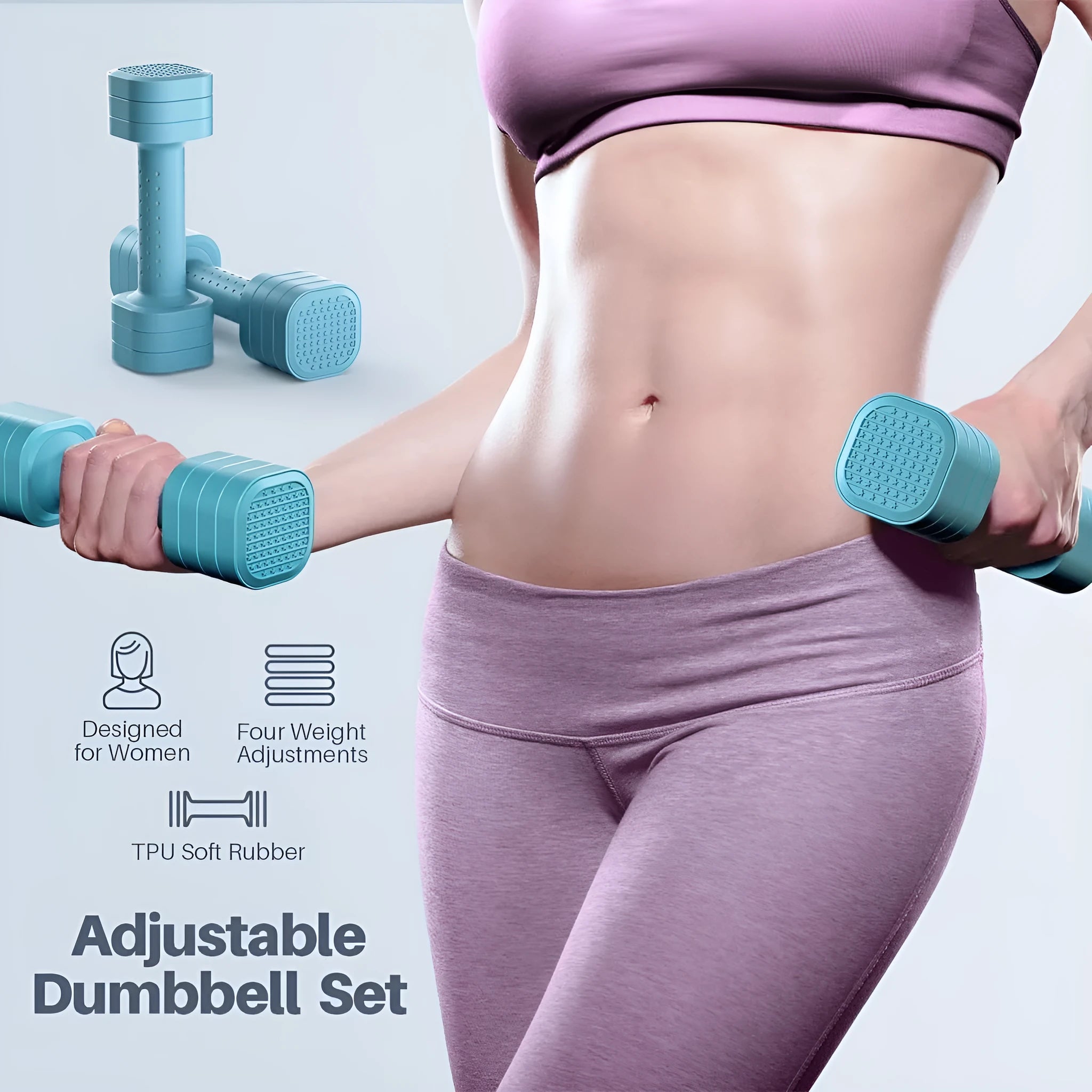 Set of pink detachable 5lb dumbbells for women's fitness and slimming workouts.