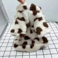 Polyester plush warm coat for small dogs in pink and brown colours with size tags from XS to 2XL