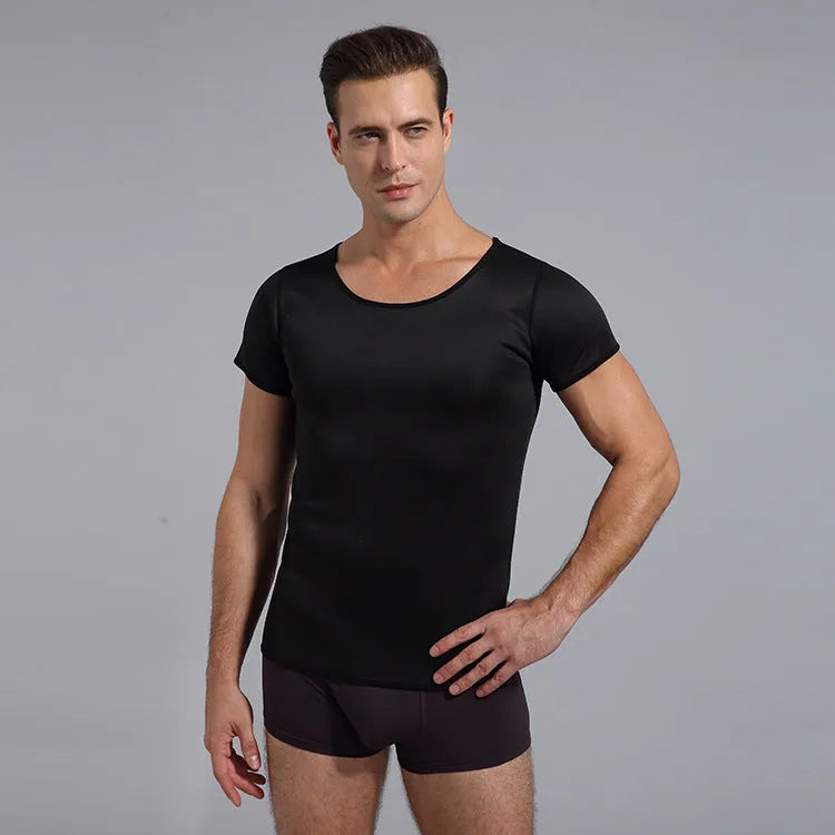 Men's black neoprene body shaper vest for slimming and sweat enhancement during exercise