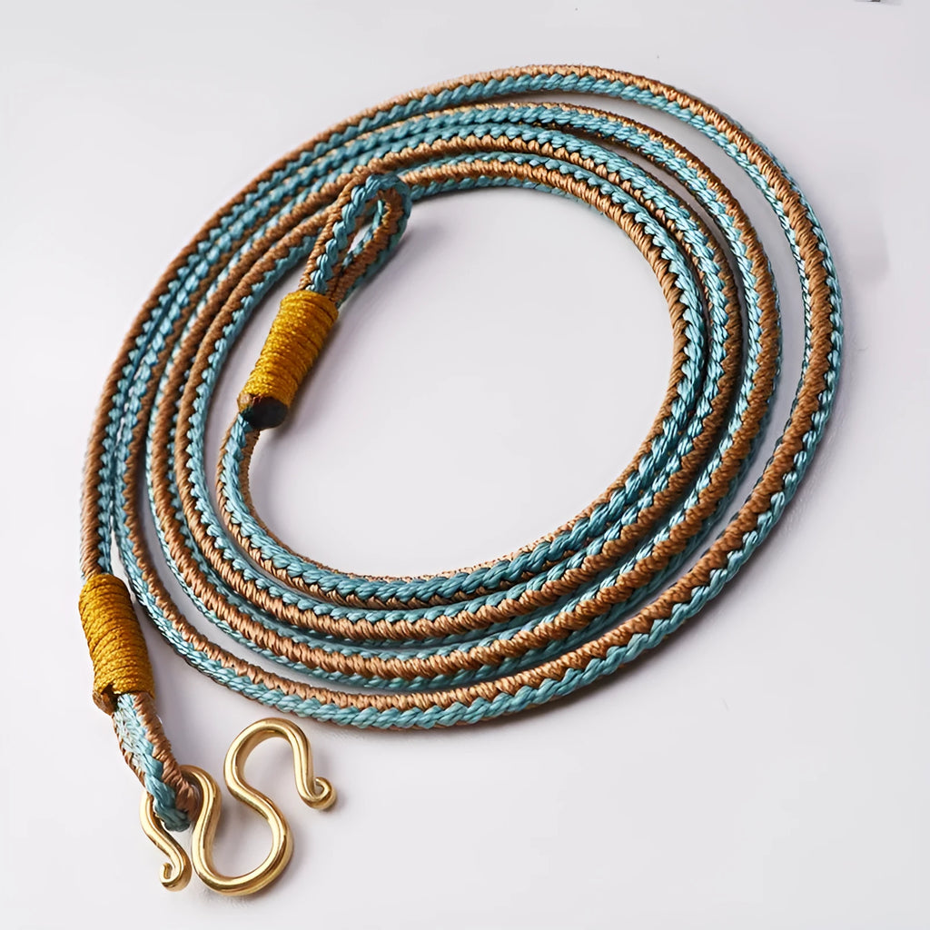 Tibetan Thangka peace buckle necklace with mixed gem inlaid pendant and imitation pearl details in gold colour