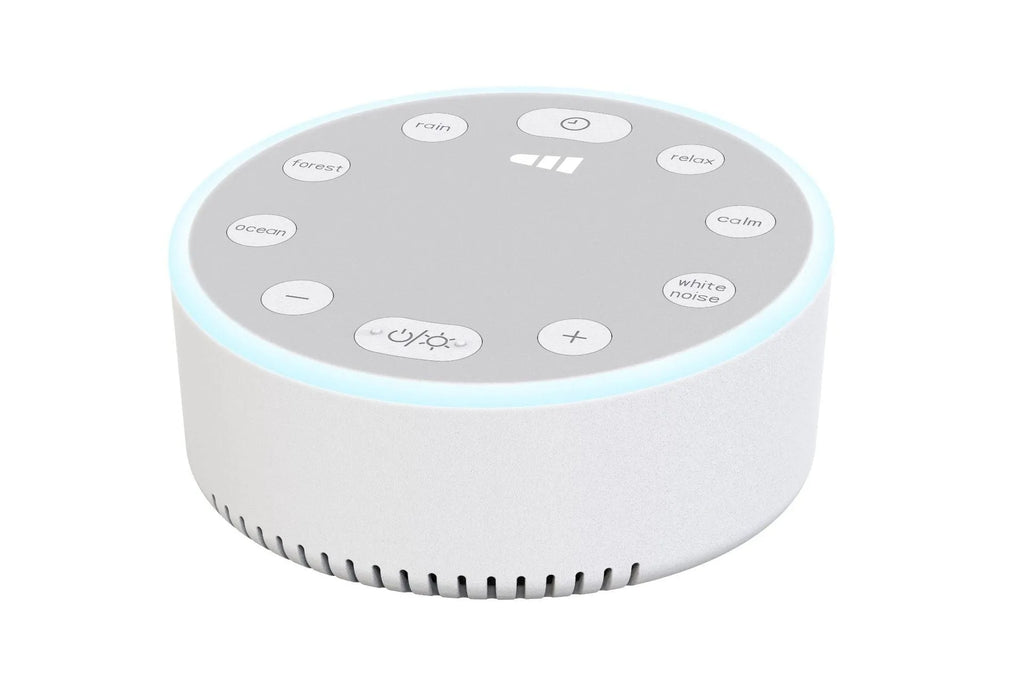 White noise sleeping aid instrument with breathing light in white colour, 80x100mm size, rechargeable sleep monitor