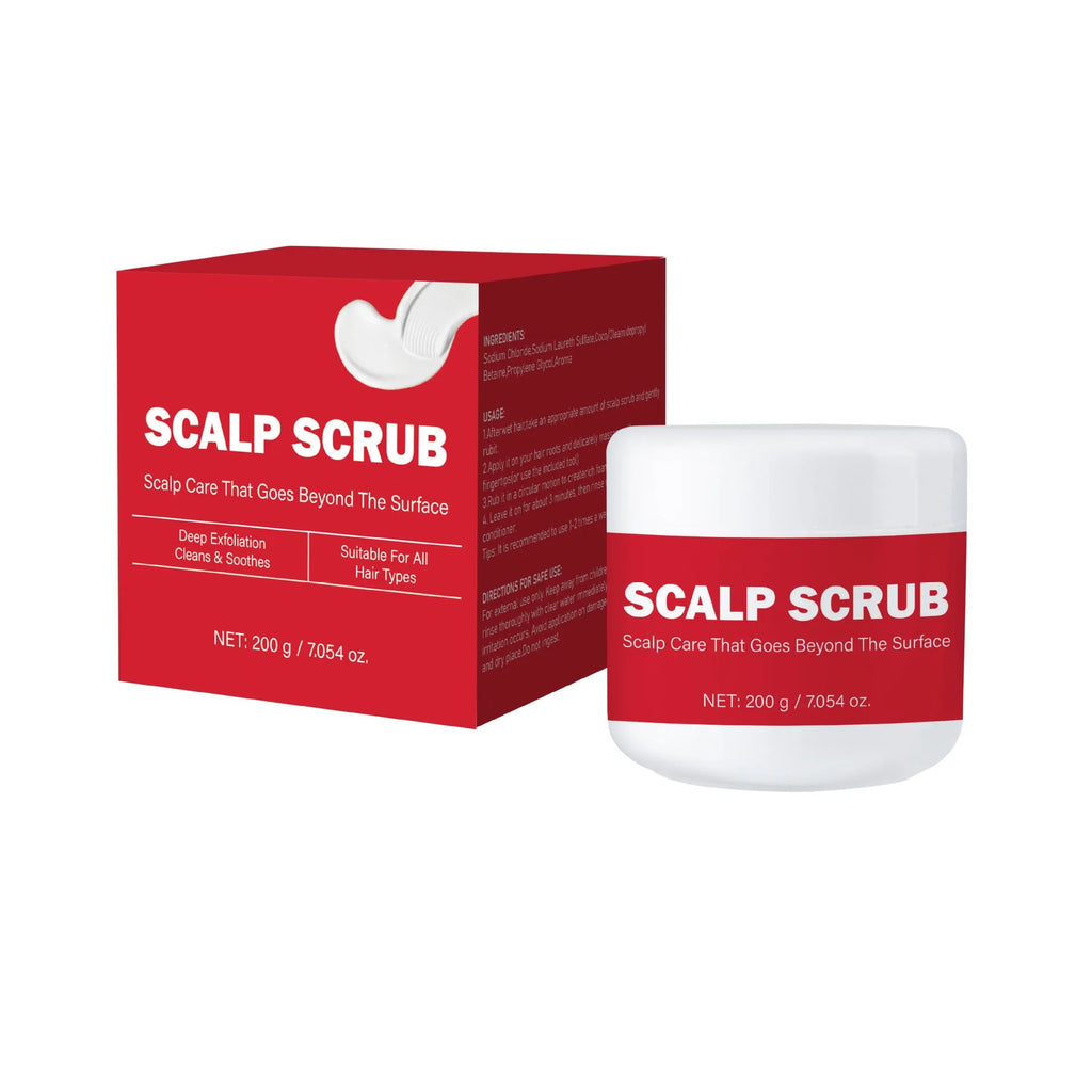FPB007 exfoliating anti-itch anti-dandruff scalp and facial scrub shampoo in 200g container.