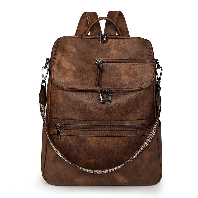 PU leather retro backpack with curved shoulder strap in various colour options