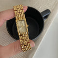 Women's mid-ancient style bracelet watch with 15mm dial, mineral glass, and butterfly buckle in silver or gold colours