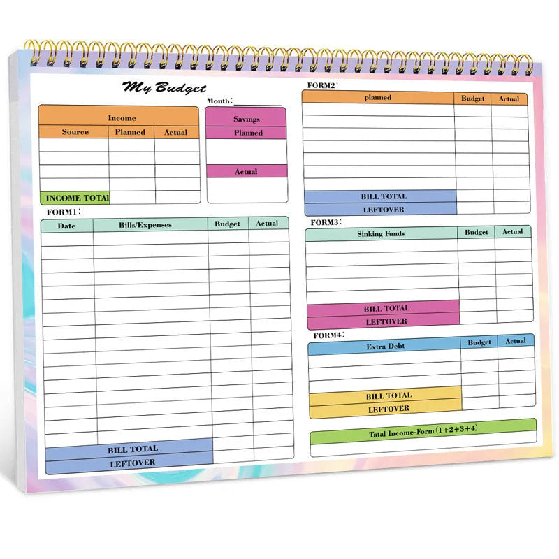 B5 budget tally book with spiral binding for daily income and expenditure recording