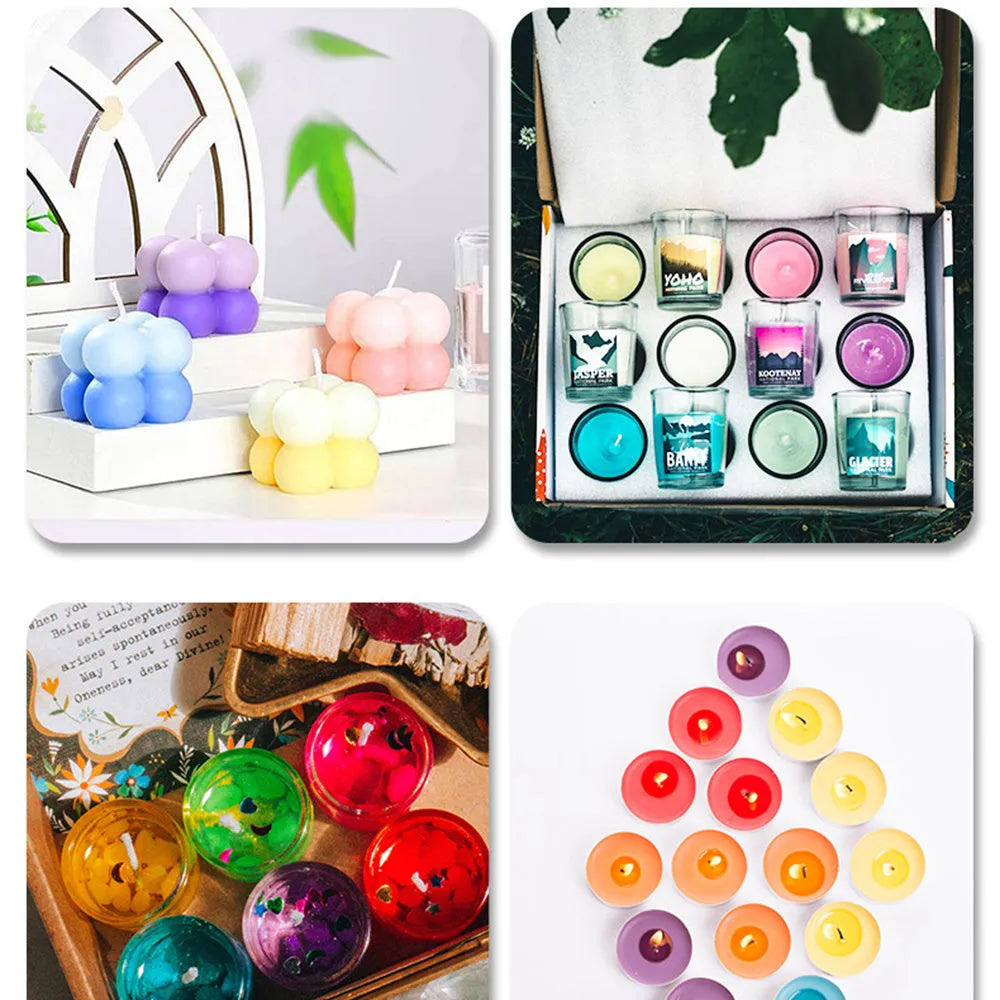 Set of 30 small bottles of candle and soap dye concentrate in various colours