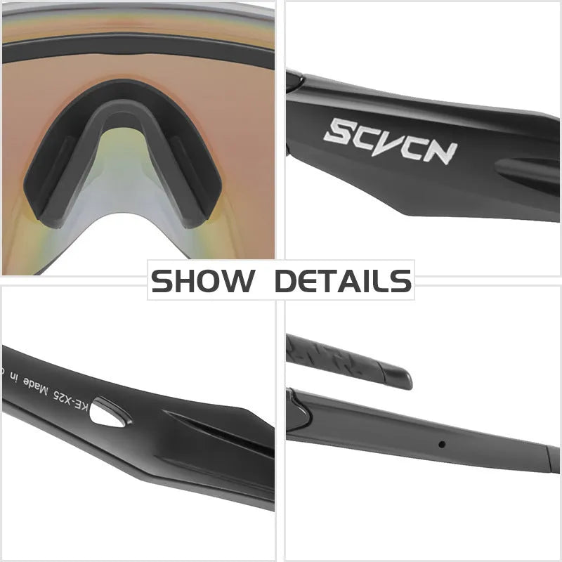 Frameless athletic sports goggles with a colourful integrated lens in various colour options.