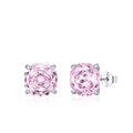 Pink S925 sterling silver rose stud earrings for women in 6mm and 8mm sizes with alloy posts.