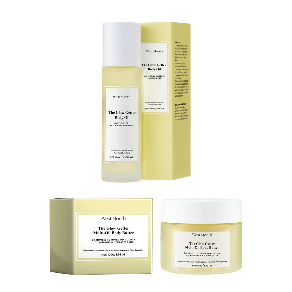 Body care kit with nourishing firming moisturising cream and skincare massage oil