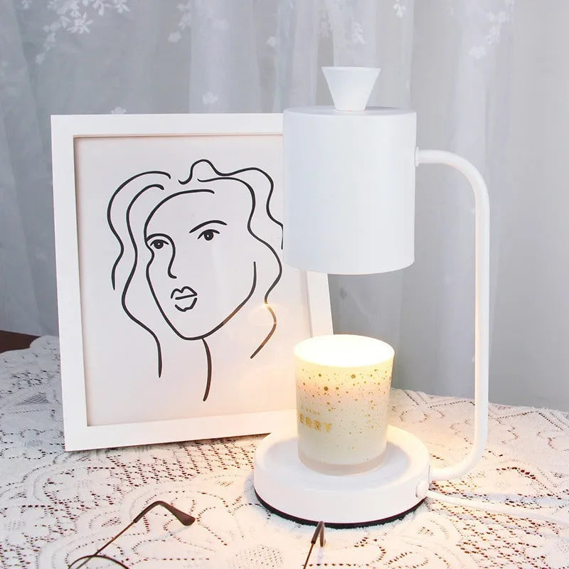 White European-style melting wax aromatherapy lamp with metal holder and dimmer switch
