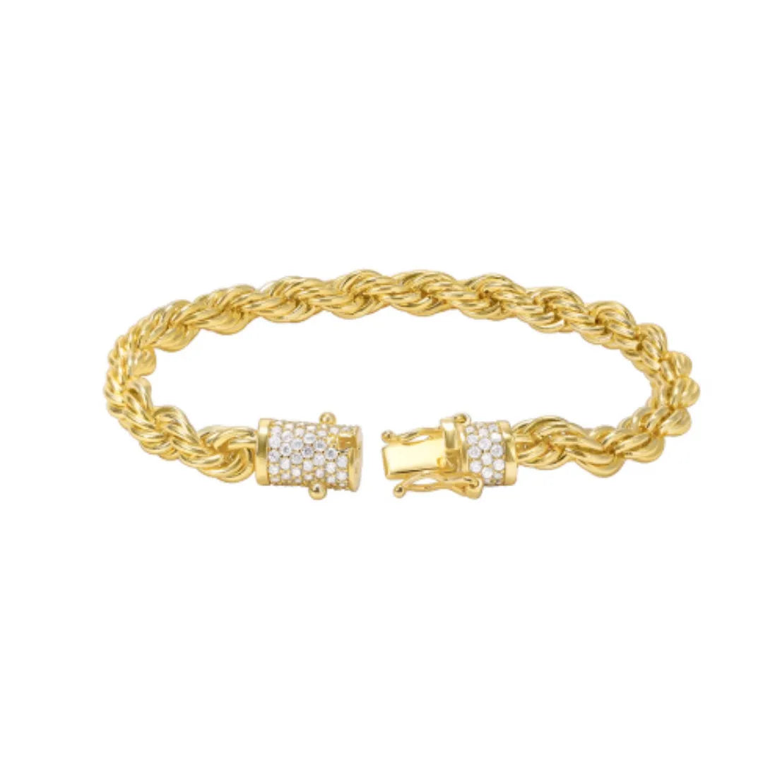 18K gold twist bracelet on a neutral background showing metallic finish and twist texture, three lengths available