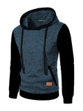Men's loose-fit polyester hooded cardigan sweater in solid colour, long sleeves, front view