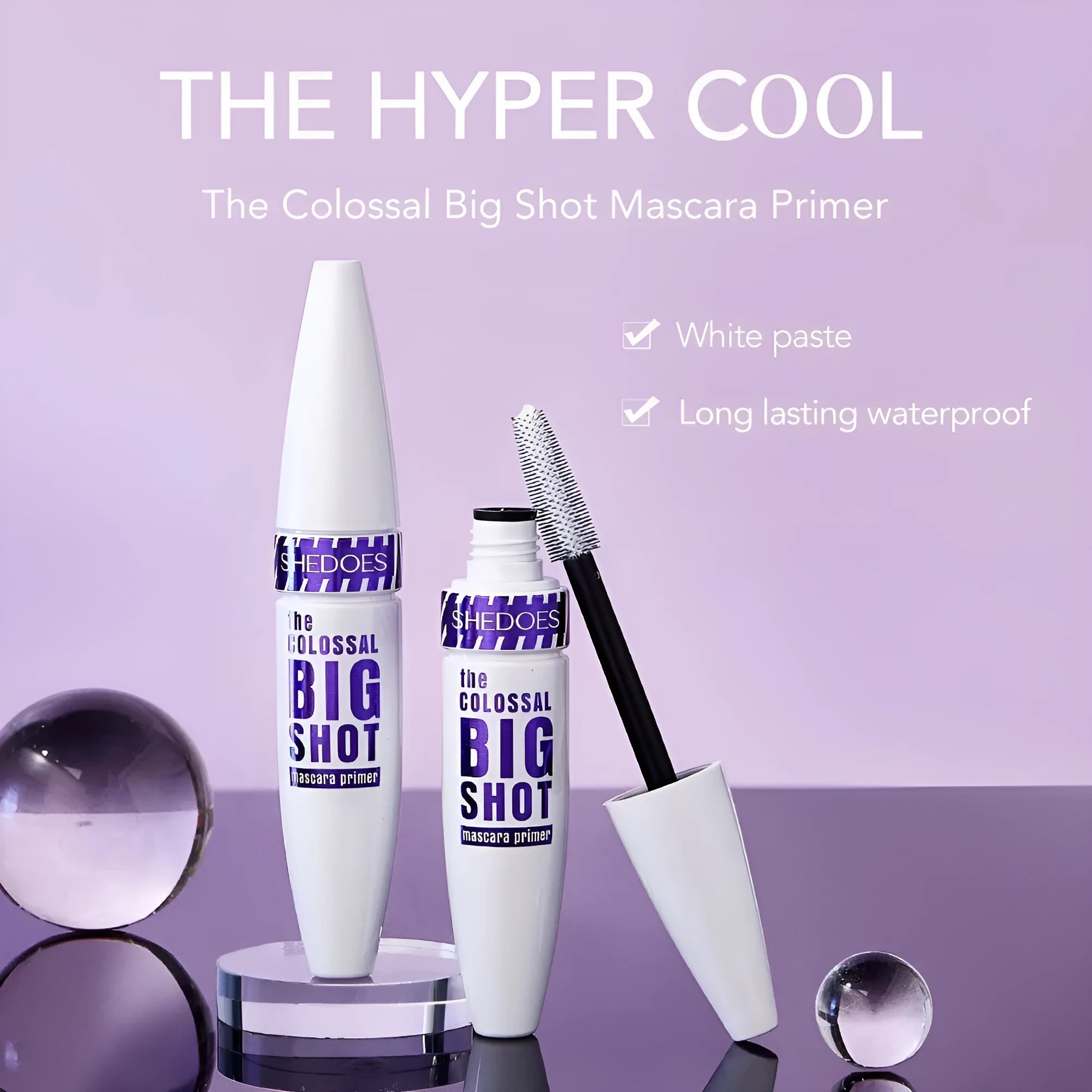 White waterproof mascara 10ml container with brush for shaping and curling application
