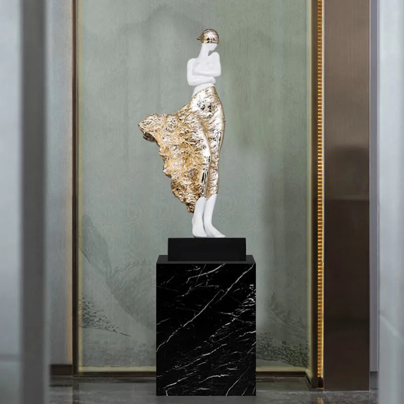 48cm tall modern character sculpture ornament in rose gold or silver finish
