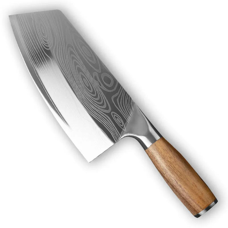 Stainless steel kitchen knife with a 40Cr13 steel blade, showing its 320mm length.