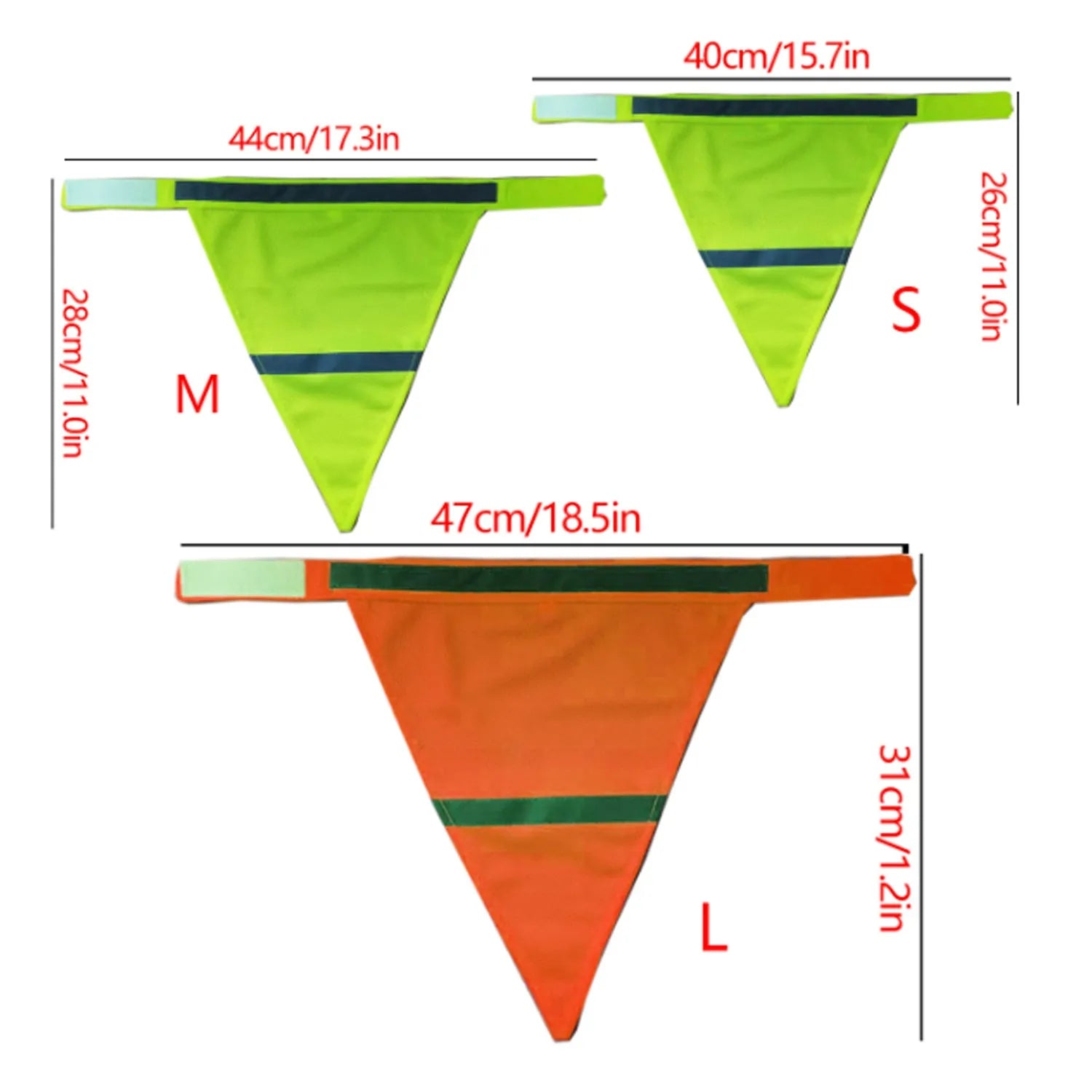 Bright orange polyester dog bandana with adhesive strap shown on canine neck