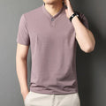Men's short sleeve t-shirt with zipper detailing in polyester blend fabric