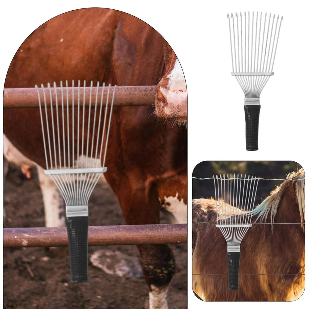Black stainless steel pet dematting brush rake comb grooming tool 33cm length