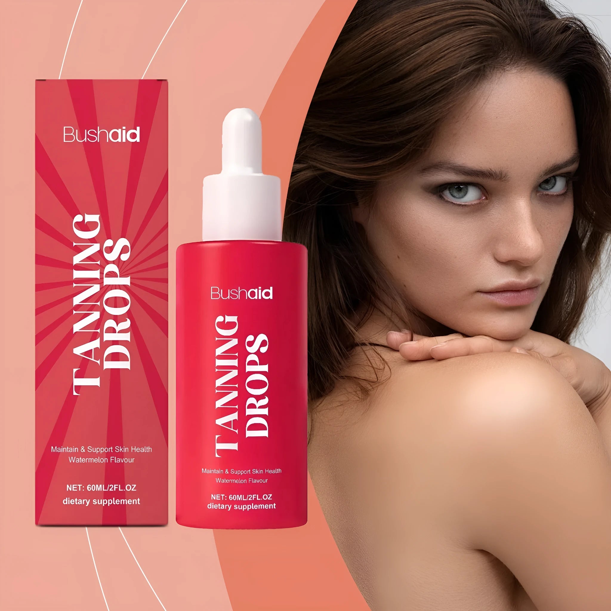 60ml bottle of natural skin lightening drops with herbal extracts and droplet applicator