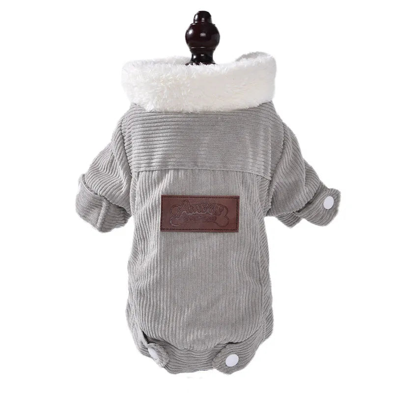Lambswool dog vest with fleece lining in grey and pink colours for autumn and winter warmth