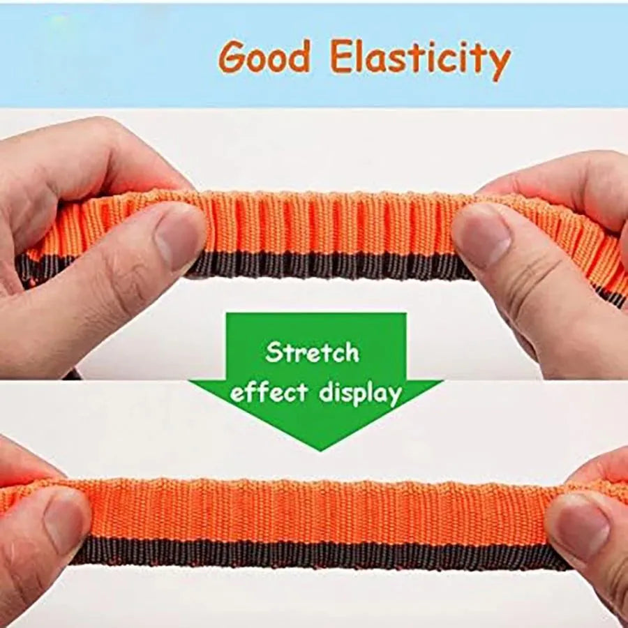 Tactical elastic dog training leash with zinc alloy clip in red colour for medium and large breeds