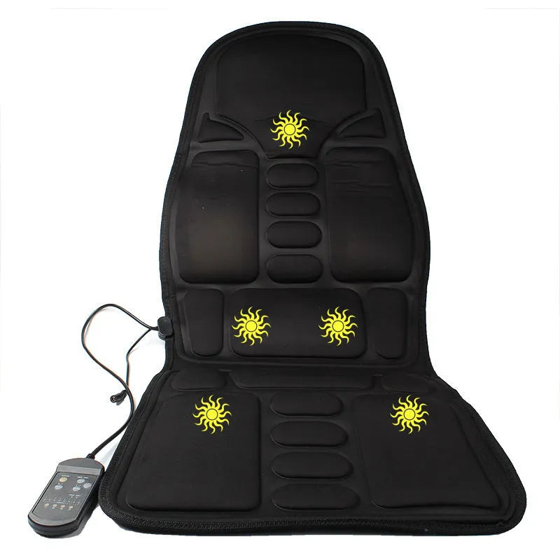 Black infrared heating massage mat with seat cushion and variable speed control