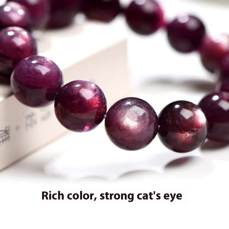 Purple lepidolite crystal bracelet with polished round beads in natural geometric design