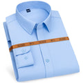 Men's long-sleeved stretch business cardigan shirt in solid colour, slim fit, polyester fabric, autumn work wear