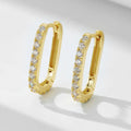 S925 Sterling Silver geometric oval zircon stud ear clips for women in white and yellow.