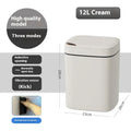 Square automatic sensor garbage bin with induction opening lid in milk white colour.