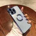 Transparent electroplated silicone iPhone case showing integrated camera lens protector and precise button cutouts