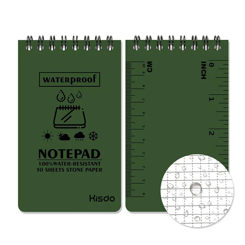 A5 waterproof spiral notepad with stone paper pages in camouflage pattern