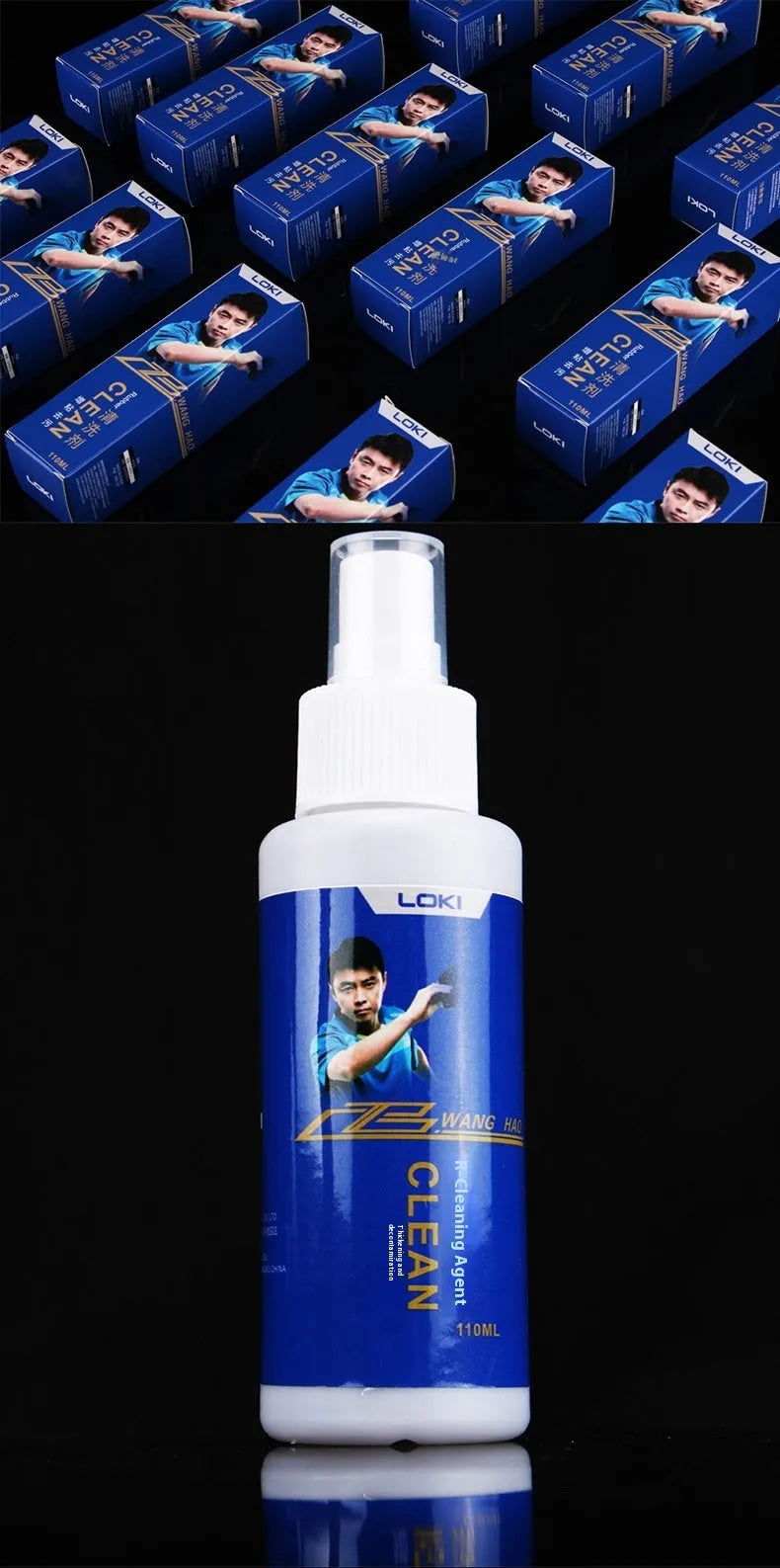 110ml table tennis rubber cleaning liquid bottle with sponge applicator for paddle maintenance