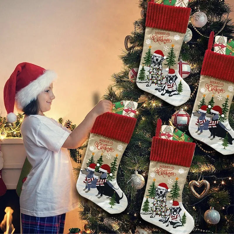 Cloth Christmas tree pendant for pets measuring 46x28cm in pastoral or American style
