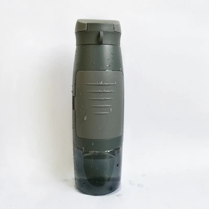 Black hidden security water bottle container with BPA-free lid on white background