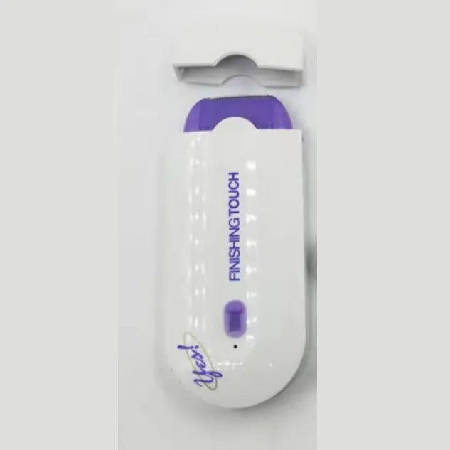 Finishing Touch rechargeable electric hair remover device with trimmer and foil heads on a white background
