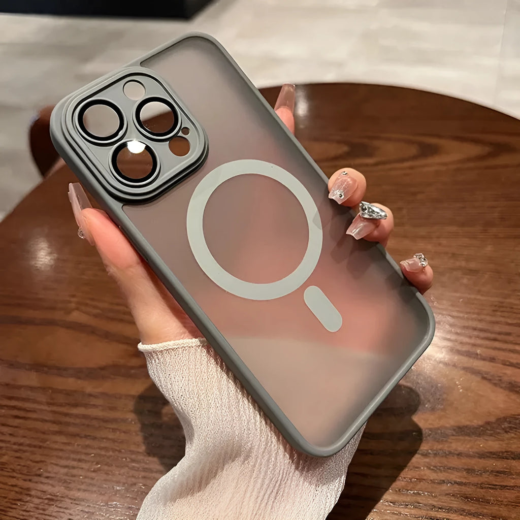 Frosted magnetic PC phone case for iPhone 11 Pro Max to 16 Pro Max in black with anti-fingerprint finish