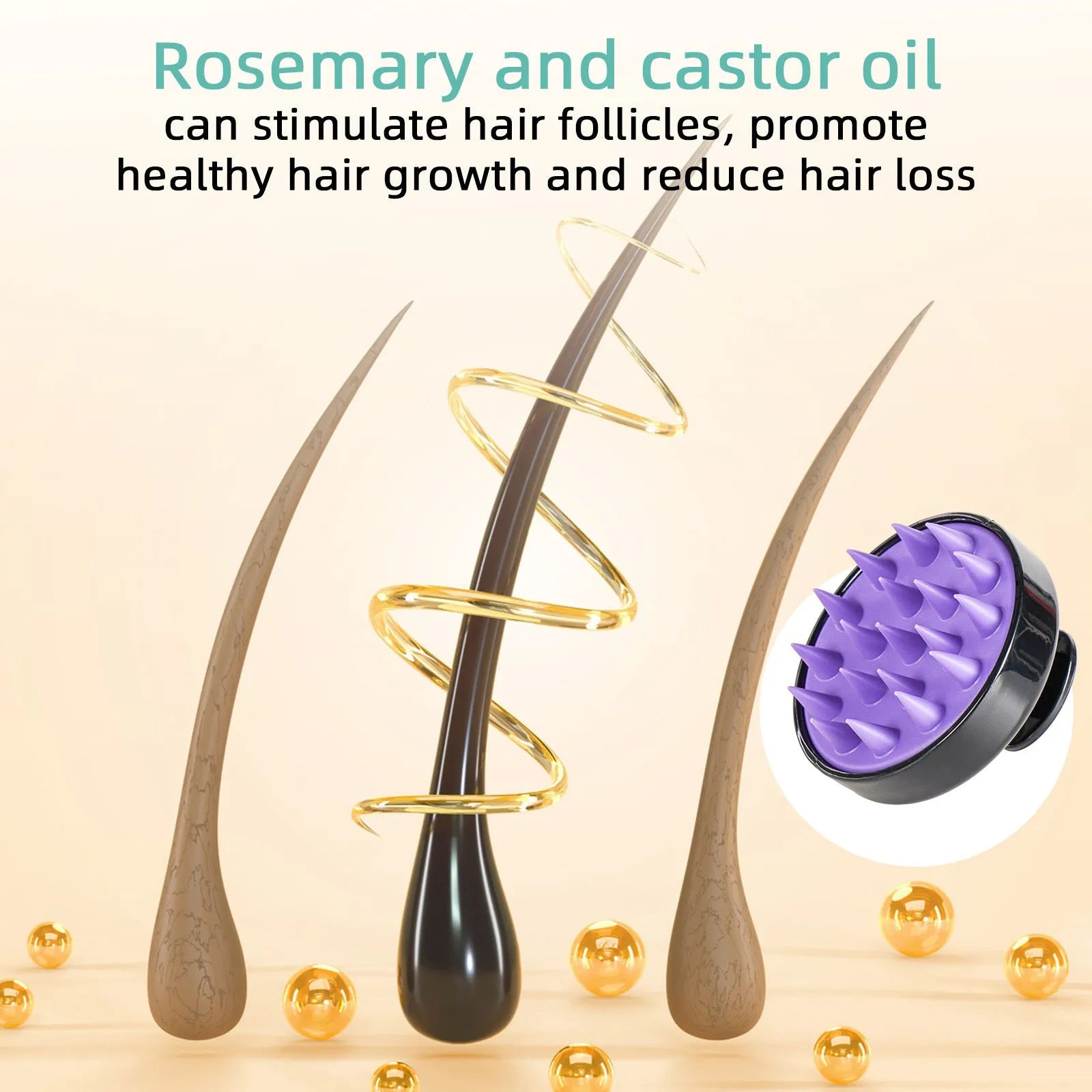 118ml bright yellow hair treatment oil bottle with massage brush for scalp application